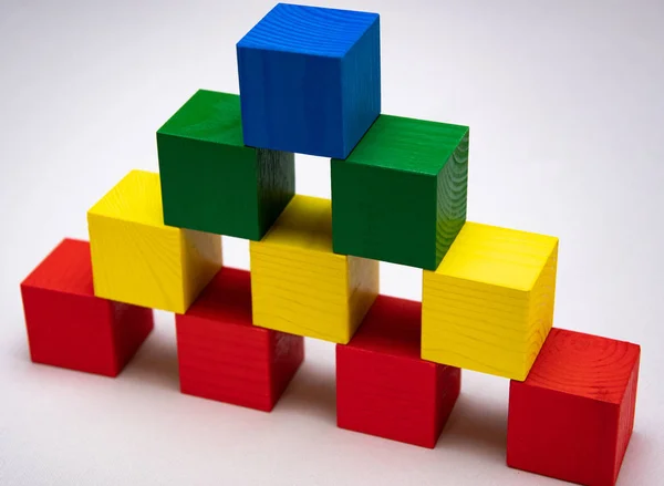 Bright Colored Cubes Made Wood — Stock Photo, Image