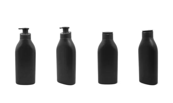 ブランクブラックプラスチック化粧品ボトルセット — ストック写真