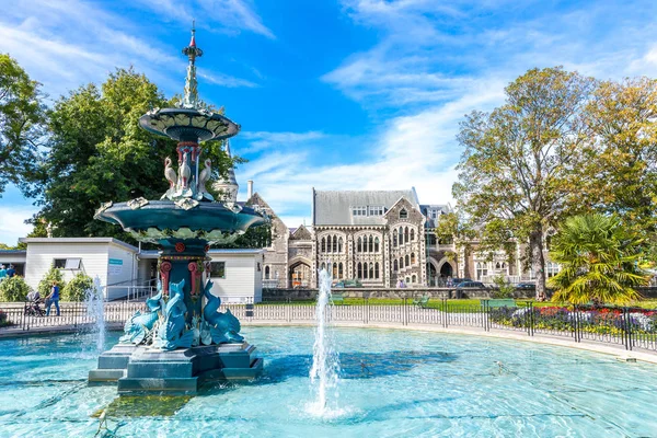 Fontana ai Giardini Botanici, Christchurch, Nuova Zelanda — Foto Stock