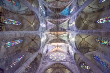 Interior of Catherdal la Seu in Palma de Mallorca.