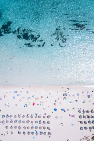Cala Agulla Mallorca en güzel plajı, havadan görünümü. 