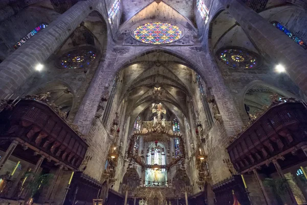 Interior of Catherdal la Seu in Palma de Mallorca.