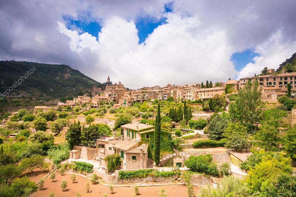 Panoramic view of Valldemossa in Mallorca. The most beautiful place to visit.