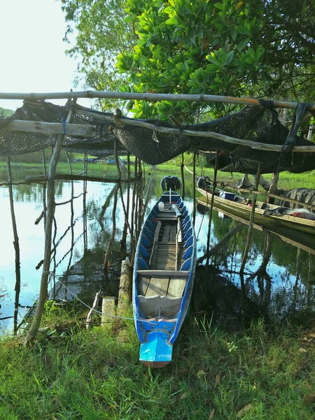 Barco Pesca Lago Tailândia — Fotografia de Stock