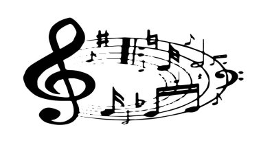 Beyaz arka planda müzik simgesi