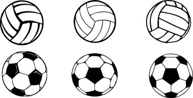 Beyaz arka planda basketbol ve Amerikan futbolu simgesi