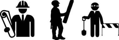 Beyaz arka planda inşaat işçisi simgesi