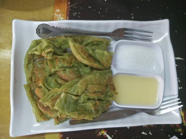Pancake Tailandese Dolce Dolce Dolce Chiamata Roti — Foto Stock
