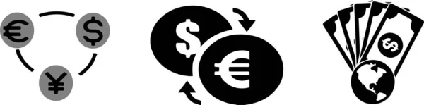 Money Currency Exchange Och Money Transfer Ikon Vit Bakgrund — Stock vektor