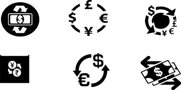 Cambio Valuta Icona Trasferimento Denaro Sfondo Bianco — Vettoriale Stock