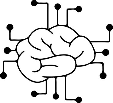 Beyaz arka planda elektronik beyin simgesi