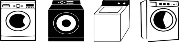 Tvättmaskin Ikon Vit Bakgrund — Stock vektor