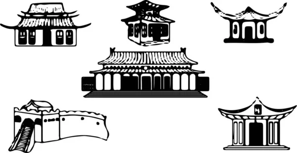 Icono Arquitectura China Sobre Fondo Blanco — Vector de stock