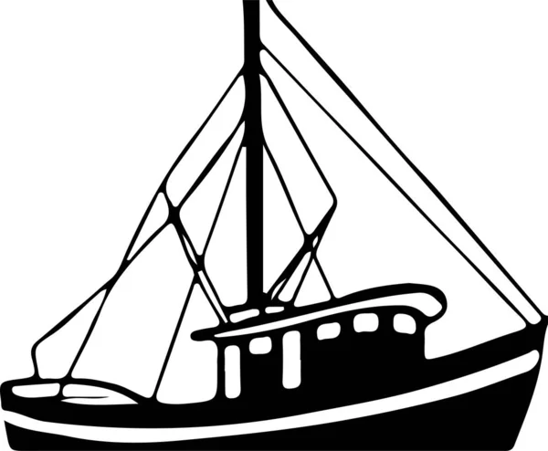 Horgászhajó Ikon Fehér Alapon — Stock Vector