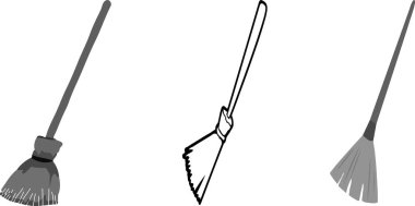 Beyaz arkaplanda süpürge simgesi