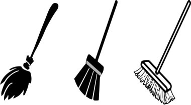 Beyaz arkaplanda süpürge simgesi