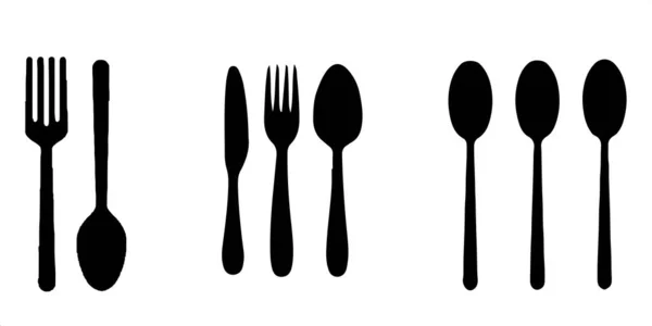 白色背景上的叉子和勺子图标 — 图库矢量图片