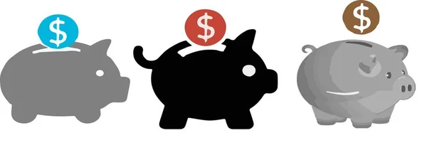 Piggy Bank Pictogram Witte Achtergrond — Stockvector