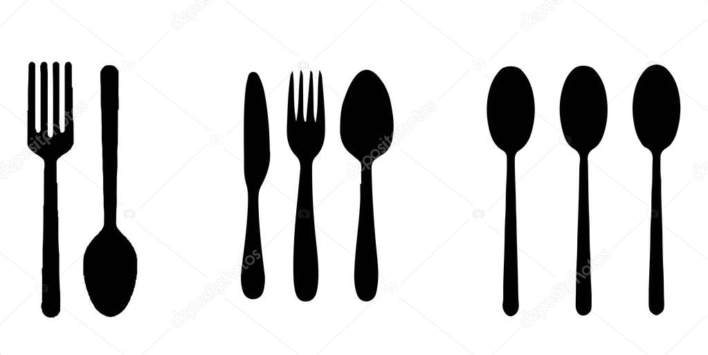 fork and spoon icon on white background