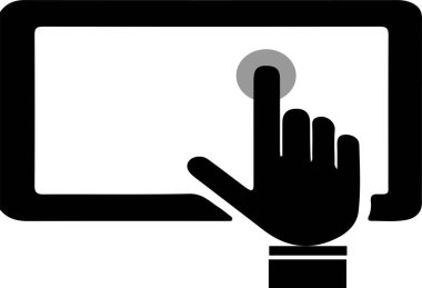 Beyaz arka planda parmak simgesine tıklama