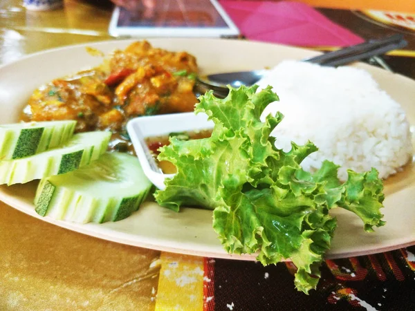 Тайська Риба Каррі Гарячий Рис — стокове фото