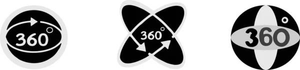 Ícone 360 Graus Fundo Branco —  Vetores de Stock