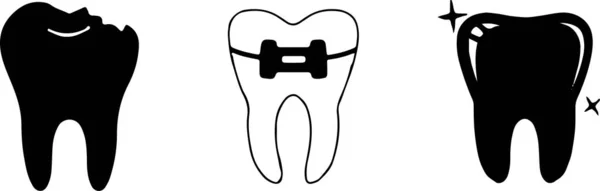 Ícone Dentes Fundo Branco — Vetor de Stock