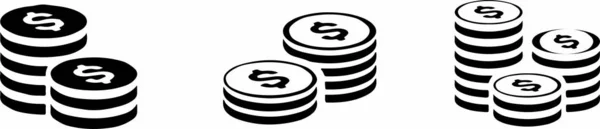 Munten Geld Pictogram Witte Achtergrond — Stockvector