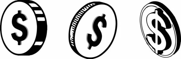 Münzen Geldsymbol Auf Weißem Hintergrund — Stockvektor