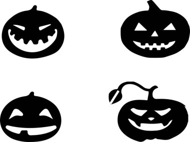 Cadılar Bayramı simgesi beyaz zemin üzerine seti