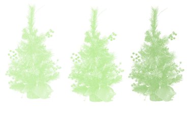 Noel ağaçları beyaz arka plan üzerinde izole ayarlayın