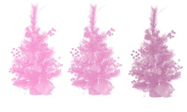 Noel ağaçları beyaz arka plan üzerinde izole ayarlayın