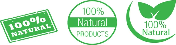 100 Procent Naturalnej Ikony Białym Tle — Wektor stockowy