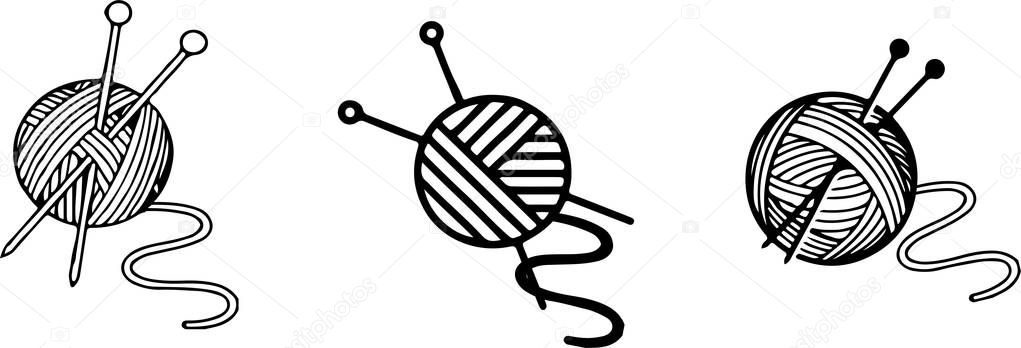 Ball of yarn and needles isolated on color background