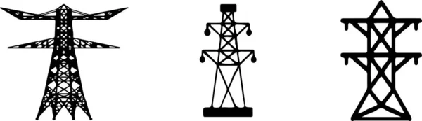 Icône Poteau Électrique Haute Tension Sur Fond Blanc — Image vectorielle