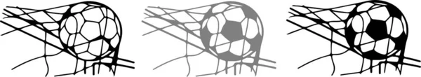 Partita Calcio Partita Momento Obiettivo Con Palla Nel Vettore Netto — Vettoriale Stock