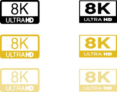 8k Ultra Hd simgesi beyaz arkaplanda izole edildi