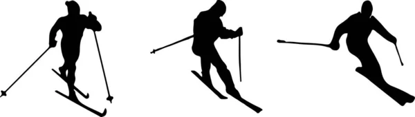 Skiing Icon Isolated White Background — Stock Vector