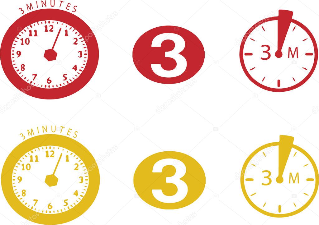 three minutes icon isolated on white background