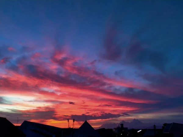 Puesta Sol Cielo Nubes Vista Nubes Del Cielo Puesta Del — Foto de Stock