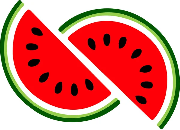 Wassermelone Vektor Auf Weißem Hintergrund — Stockvektor
