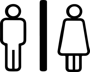 Erkek ve kadın simgesi, beyaz arkaplanda izole edilmiş tuvalet simgesi