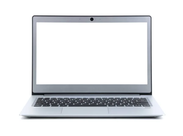 Laptop Mit Leerem Weißen Bildschirm Isoliert — Stockfoto