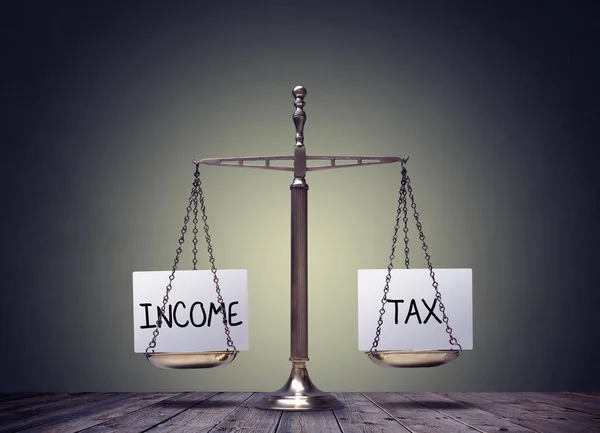 Income Tax Balance Finance Books Scales Concept — Stock Photo, Image