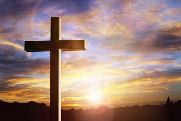 Распятие креста на закате, распятие Иисуса Христа
