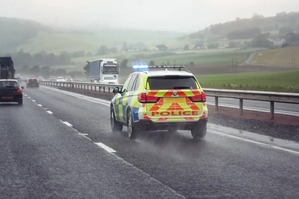 Police Siren Flashing Blue Lights Driving Motorway Accident Crime Scene — Stock Photo, Image