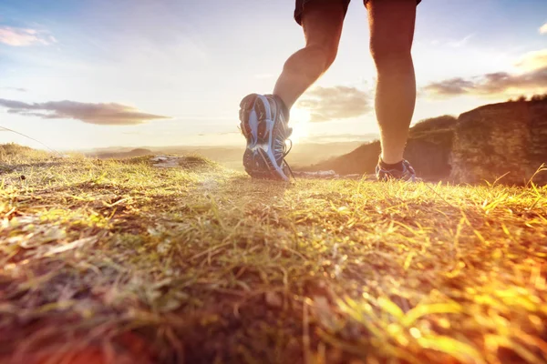 Outdoor Cross Country Running Morning Sunrise Concept Exercising Fitness Healthy — Stock Photo, Image