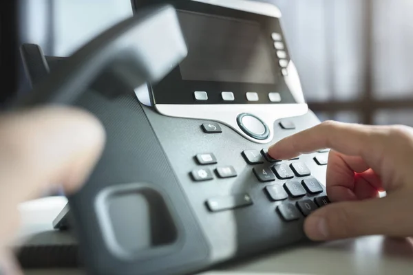 Teclado Telefone Discagem Conceito Para Comunicação Entre Contato Conosco Suporte — Fotografia de Stock