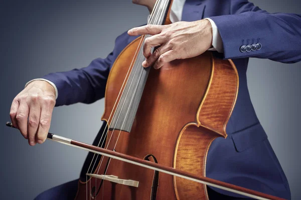 Cello Spelare Eller Cellist Utför Orkester Som Isolerade — Stockfoto