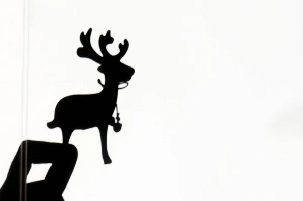 Skuggan Jultomte Leksak Reflekteras Väggen Förberedelser Inför Jul Och Nyår — Stockfoto